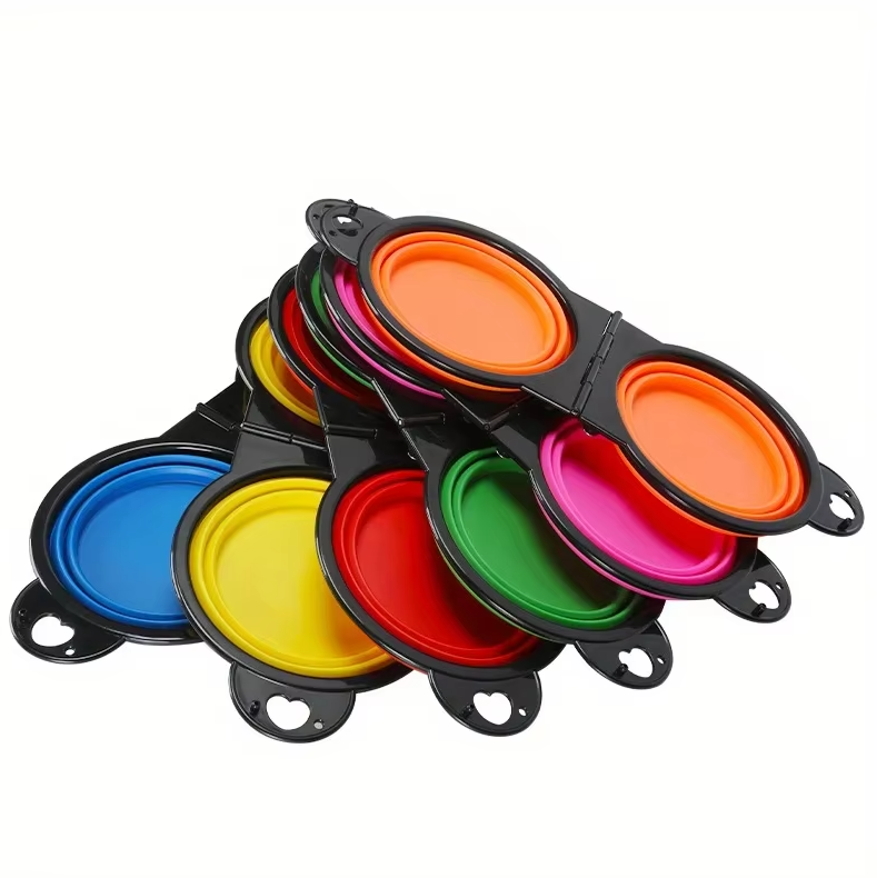 Foldable and Adjustable Double Bowl for Pets