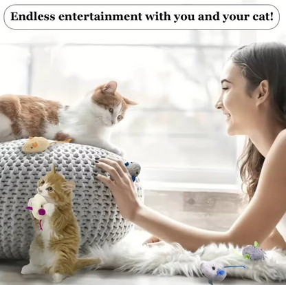Plush Cat Toys - Set of Soft Prey Mice for Interactive Play