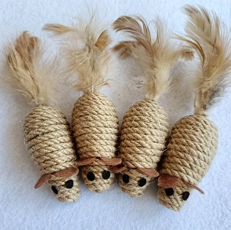 Sisal Cat Toys – Natural Hunting Game with Feathers for Active Cats