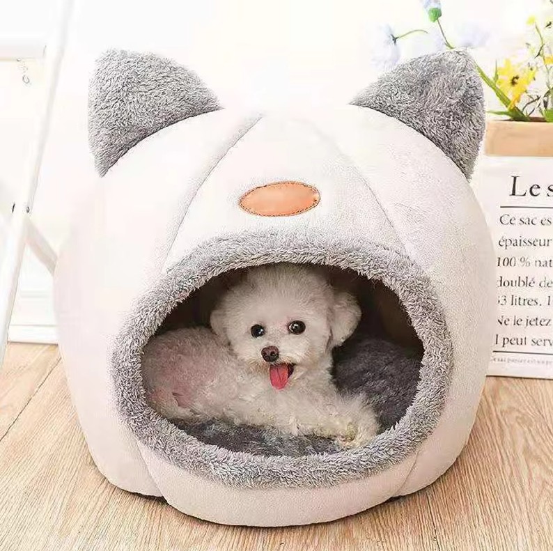 Cozy Cat-Shaped Pet Bed – Heated Cat House with Removable Cushion