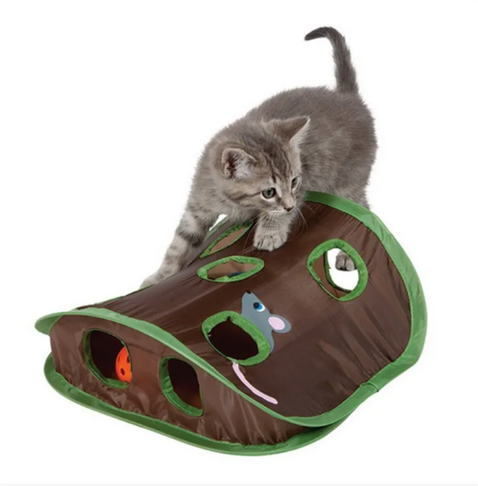 Cat Tent with Toys - Interactive Cave with Mice and Balls for Cats