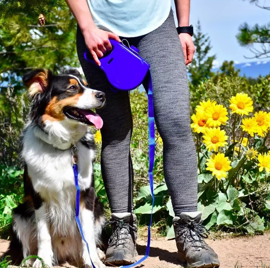 Foldable Dog Bowl with Water Reservoir and Waste Bags