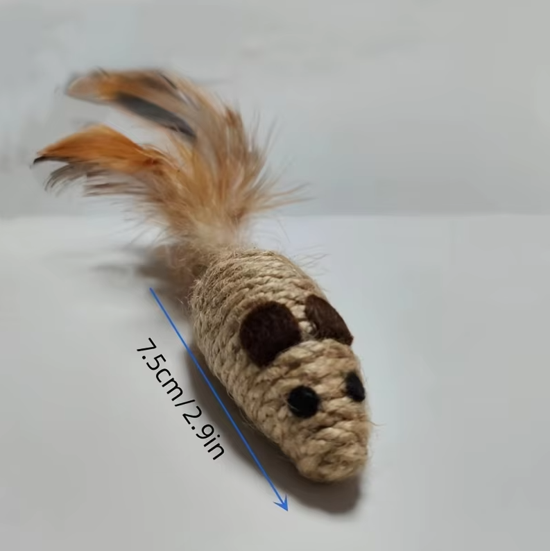 Sisal Cat Toys – Natural Hunting Game with Feathers for Active Cats