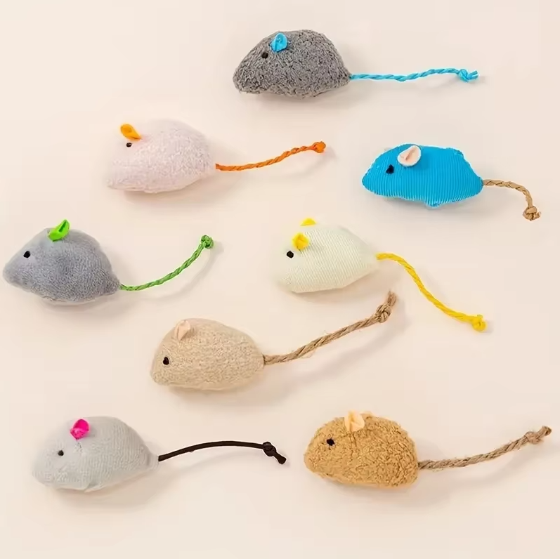 Plush Cat Toys - Set of Soft Prey Mice for Interactive Play