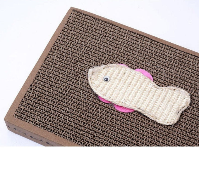 Fish-Shaped Cat Scratching Mat with Toys – Eco-Friendly and Stable