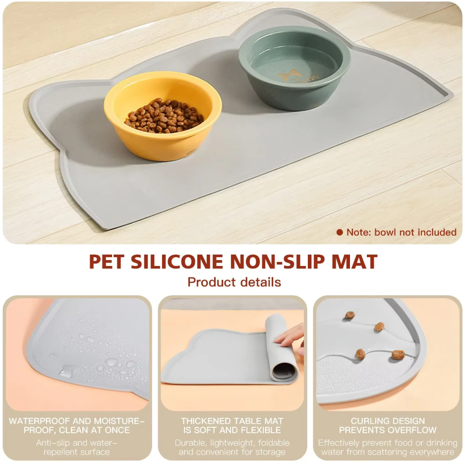 Cat Bowl Mat with Non-Slip Bottom