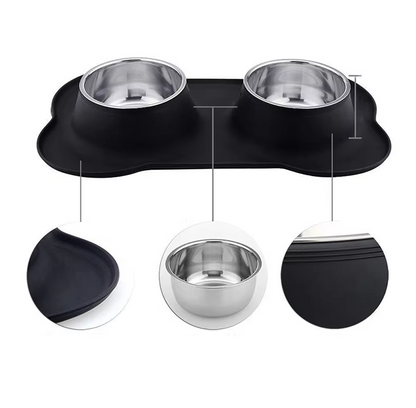Dog Plate Set with Non-Slip Mat