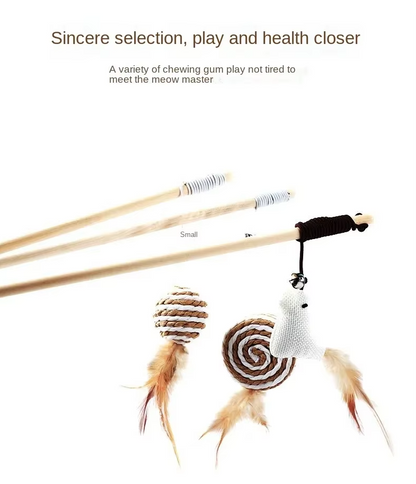 Interactive Cat Toys – Natural Toys with Feathers and Bells