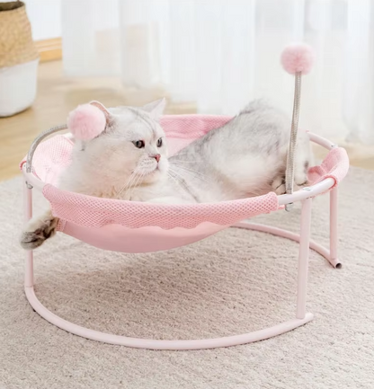 Round Cat Hammock – Comfortable Resting Spot for Cats with Play Balls and Stable Frame