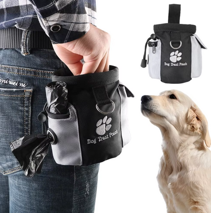 Dog Treat Bag with Poop Bag Dispenser – Practical and Portable Training Bag for Walks