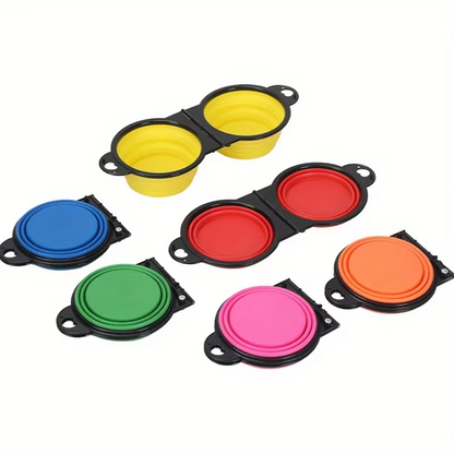 Foldable and Adjustable Double Bowl for Pets