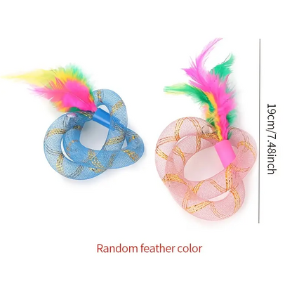 Cat Toy Set - Feather Flyers with Mesh Rings
