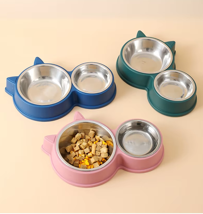 Cat Plate Set with Cat Ears and Non-Slip Base