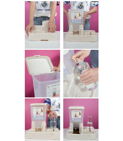 Automatic Food and Water Dispenser for Cats and Dogs - Double Bowl with Large Capacity