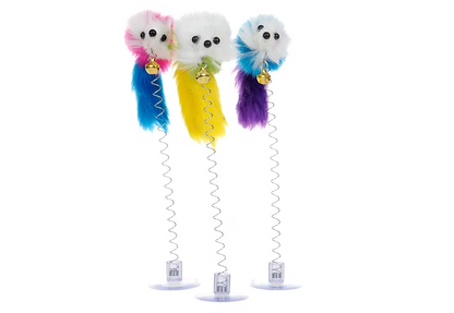 Spring Mouse Toy for Cats - Fun Interactive Wiggle Toy with Suction Bell