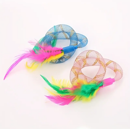 Cat Toy Set - Feather Flyers with Mesh Rings