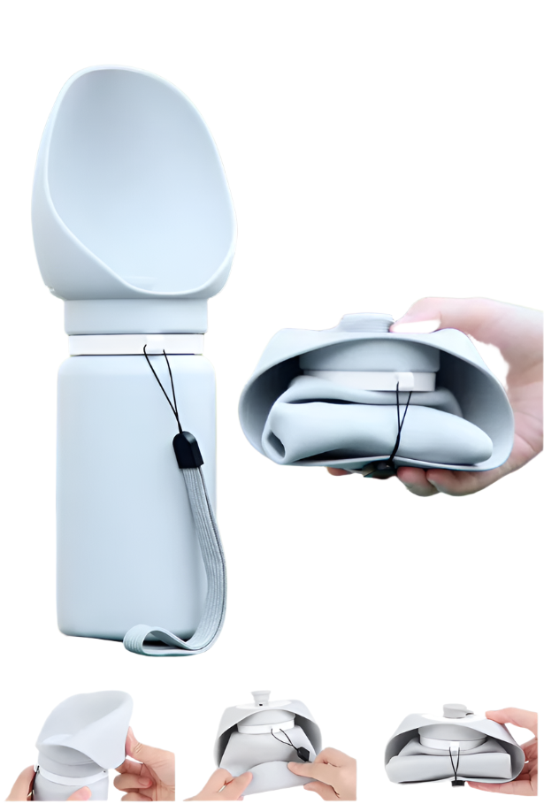 Travel Water Bottle with Collapsible Bowl
