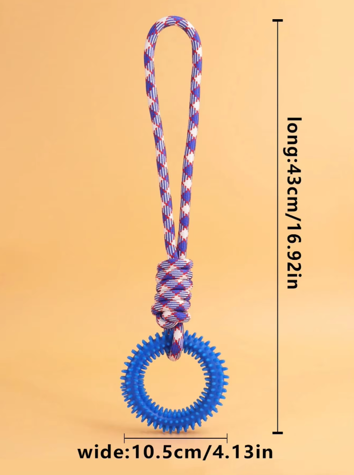 Durable Dog Toy with Teething Ring – Chew and Tug Rope Toy for Interactive Fun