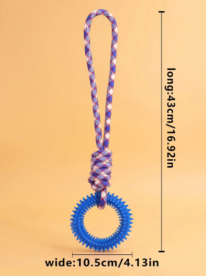 Durable Dog Toy with Teething Ring – Chew and Tug Rope Toy for Interactive Fun