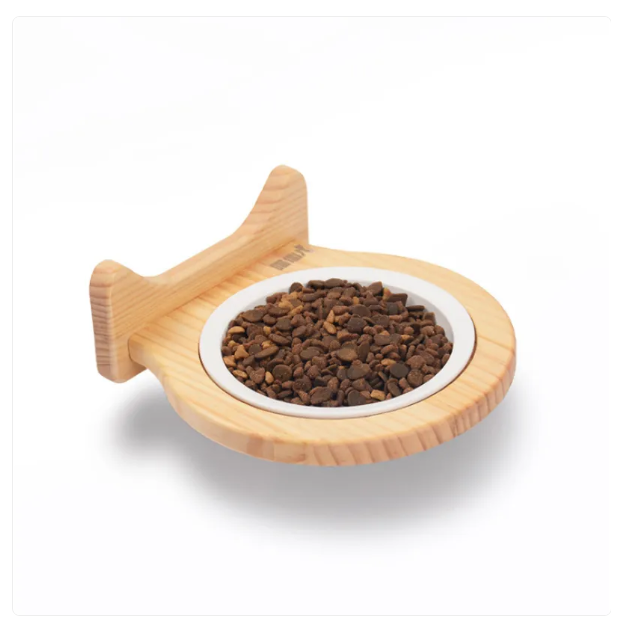 Hanging Bowl for Cats - Wall Mount Support with Cloud-Shaped Wooden Frame