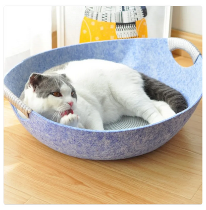 Felt Pet Bed for Cats - Soft and Comfortable Basket with Handles