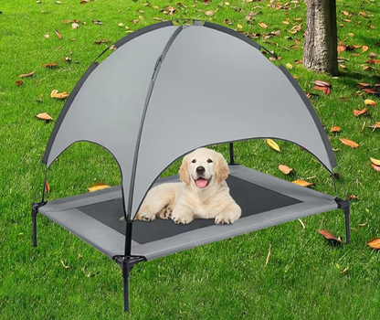 Elevated Dog Bed with Canopy – Breathable Outdoor Bed for Dogs