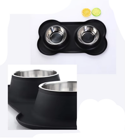 Dog Plate Set with Non-Slip Mat