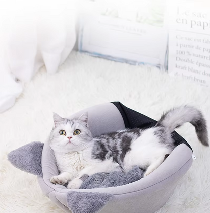 Cozy Cat-Shaped Pet Bed – Heated Cat House with Removable Cushion