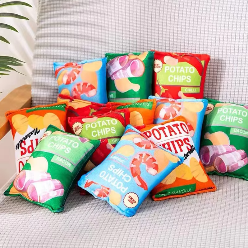 Dog Toy Chip Bag – Soft Plush with Squeaker & Crinkle Effect