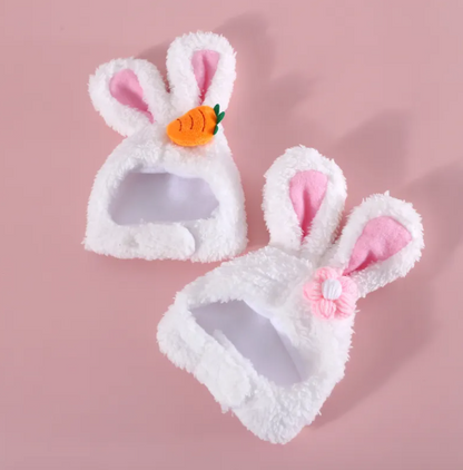 Cat Hat with Bunny Ears and Carrot or Flower Design for Adorable Companion Photos
