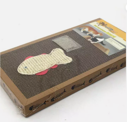 Fish-Shaped Cat Scratching Mat with Toys – Eco-Friendly and Stable