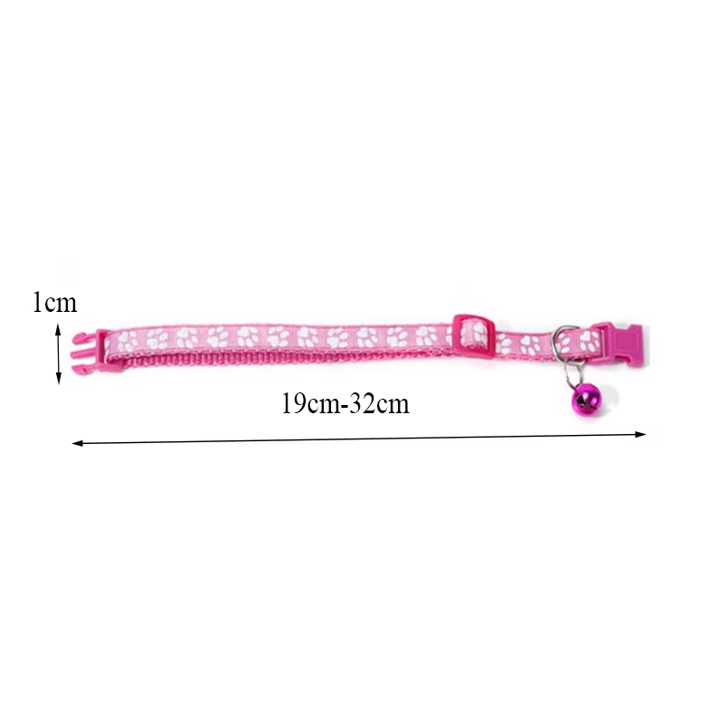 Secure Cat Collar with Bell – Adjustable Collar with Paw Print Pattern and Quick Release Closure