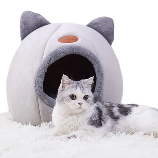 Cozy Cat-Shaped Pet Bed – Heated Cat House with Removable Cushion