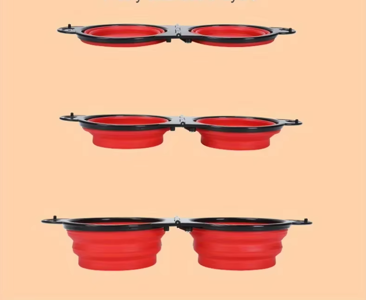 Foldable and Adjustable Double Bowl for Pets