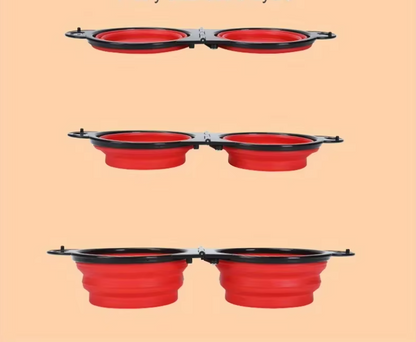 Foldable and Adjustable Double Bowl for Pets