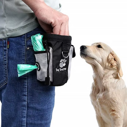 Dog Treat Bag with Poop Bag Dispenser – Practical and Portable Training Bag for Walks