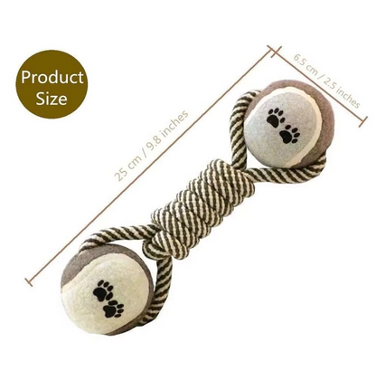 Dog Rope Toys with Balls - Chew Toy for Dogs with Paw Print