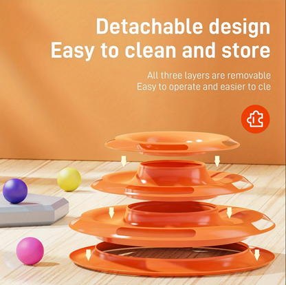 3-Level Cat Toy with Balls - Play Tower