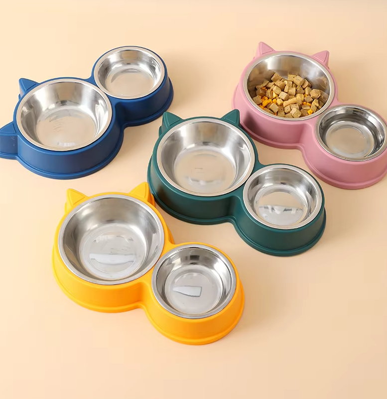Cat Plate Set with Cat Ears and Non-Slip Base