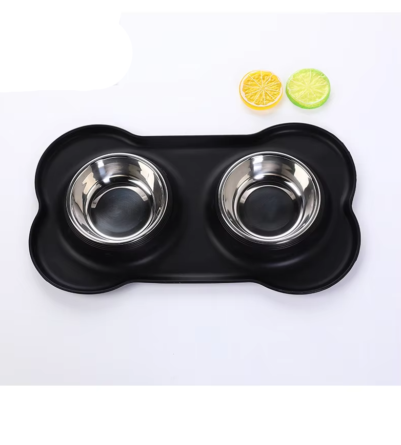 Dog Plate Set with Non-Slip Mat