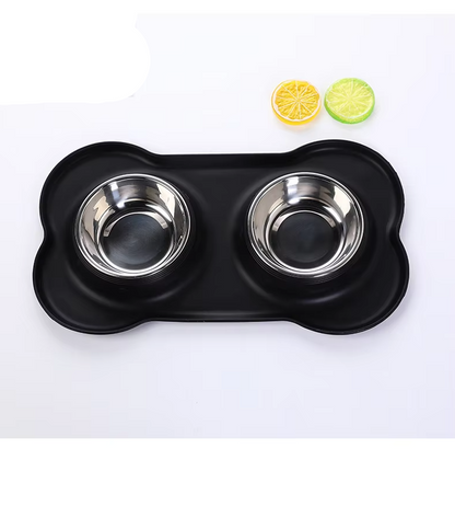 Dog Plate Set with Non-Slip Mat
