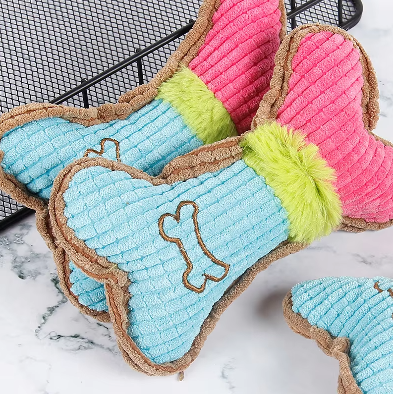 Dog Toy in the Shape of a Squeaker - Durable Chew Cushion in the Shape of a Bone