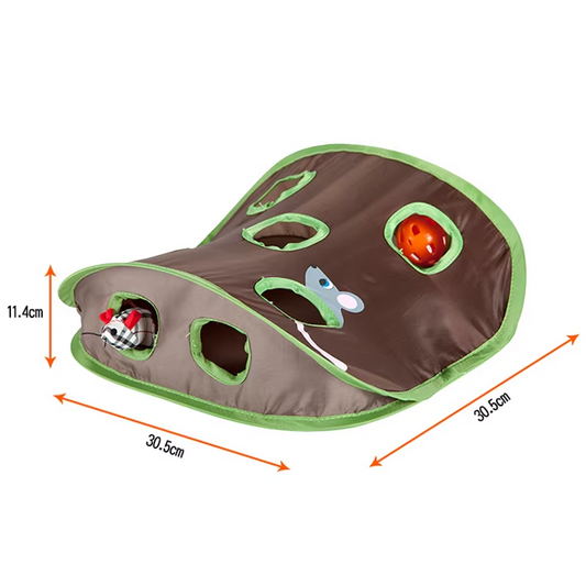 Cat Play Mat with Hide-and-Seek Game - Interactive Hunting and Occupation Mat