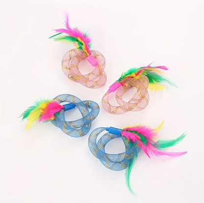 Cat Toy Set - Feather Flyers with Mesh Rings