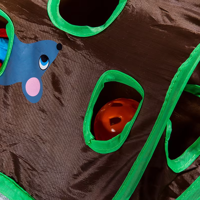 Cat Play Mat with Hide-and-Seek Game - Interactive Hunting and Occupation Mat