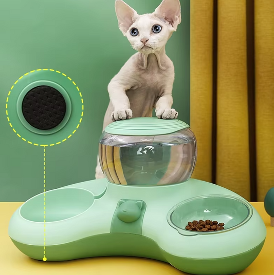 2-in-1 Pet Bowl with Automatic Water Dispenser and Non-Slip Design