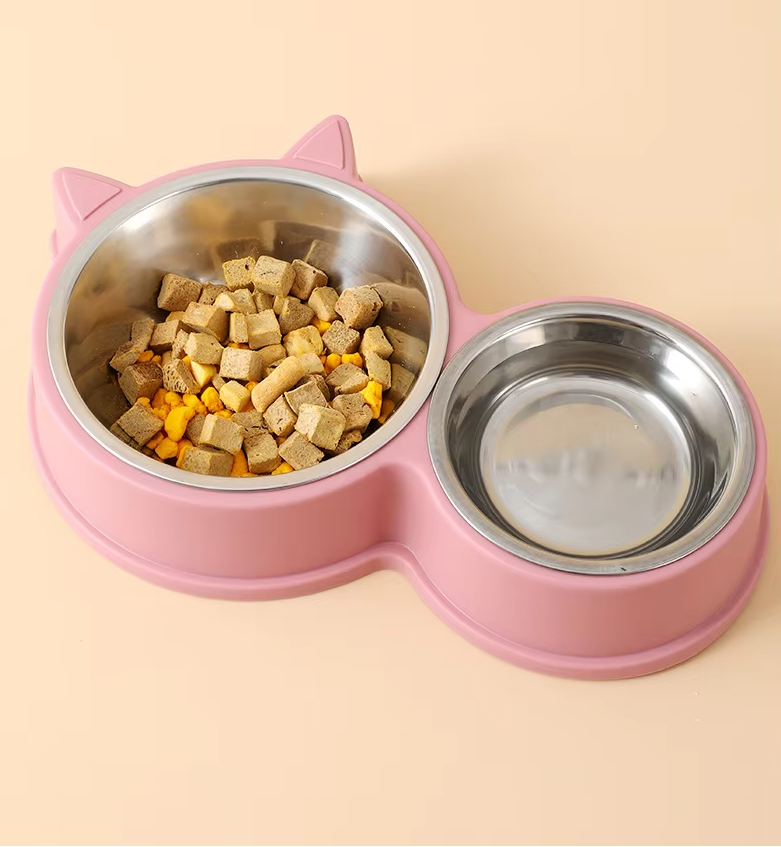 Cat Plate Set with Cat Ears and Non-Slip Base
