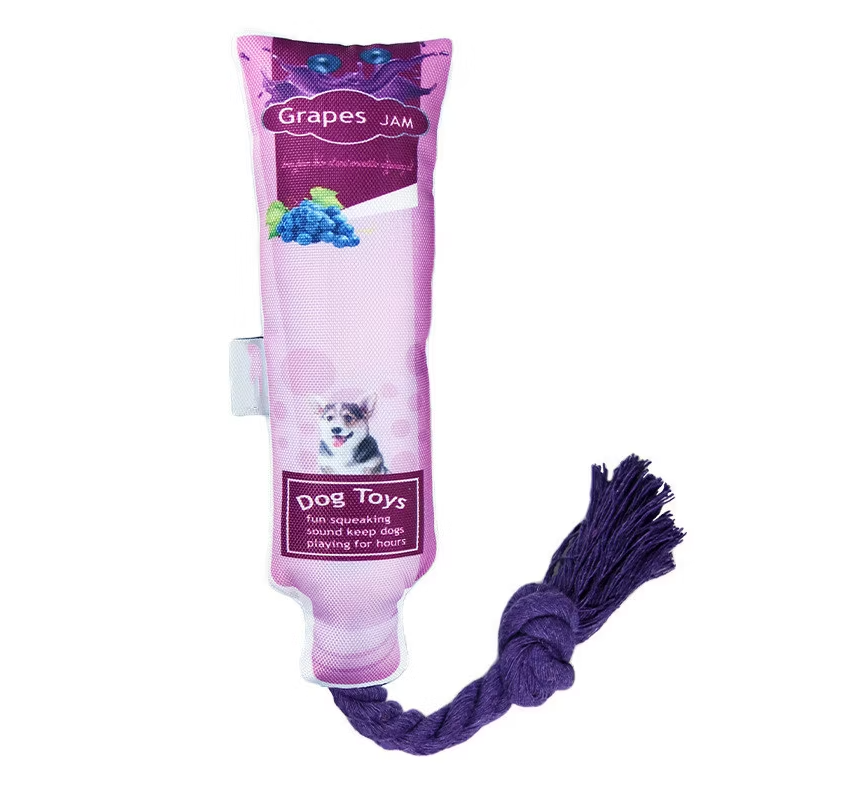 Fruit Jam Dog Toys – Squeaky Toy with Chew and Tug Rope