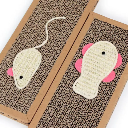Fish-Shaped Cat Scratching Mat with Toys – Eco-Friendly and Stable