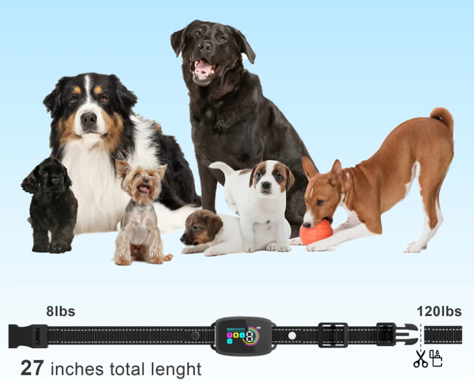 Dog Training Collar - 8 Sensitivity Levels, Vibration and Shock Modes